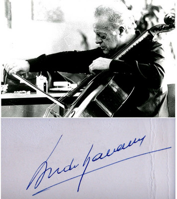 FRENCH Cellist ANDRE NAVARRA Hand SIGNED AUTOGRAPH + PHOTO+ MAT Cello AUTOGRAMME
