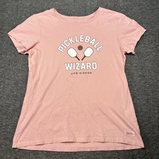 Life Is Good Shirt Pickleball Wizard Womens Medium Crusher Short Sleeve Pink