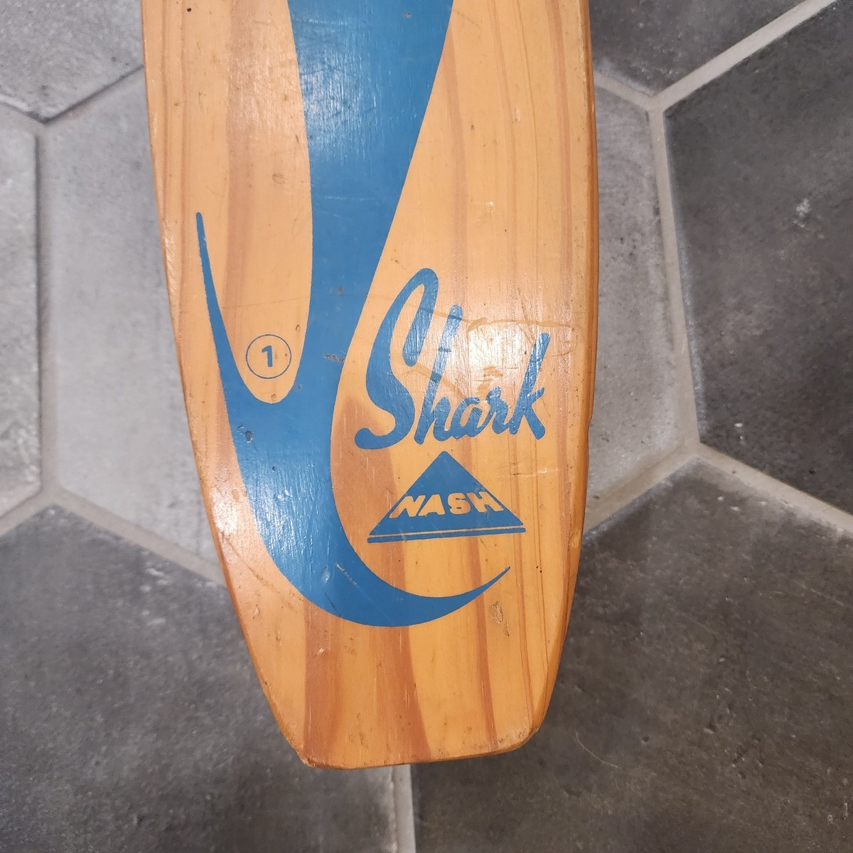 Vintage Nash Surfboards SHARK Wood Skateboard Metal Wheels XLNT