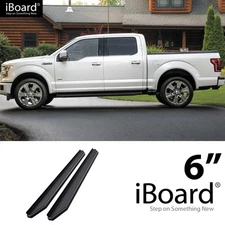 APS Running Board Black 6" Fit Ford F150 SuperCrew Cab & 17-26 F250 15-26