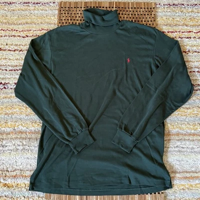 Vintage Polo Ralph Lauren Forest Green Turtleneck Sweater Pullover Large VTG