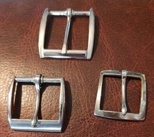 Set of 3 Vintage Metal Pin Belt Buckles in Silver Tone 2 Fit 1-1/4"  1 Fits 1"