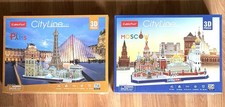 Set of 2 Cubic Fun City Line Moscow  Paris 3D Puzzle 204 pc /114 pc STEM