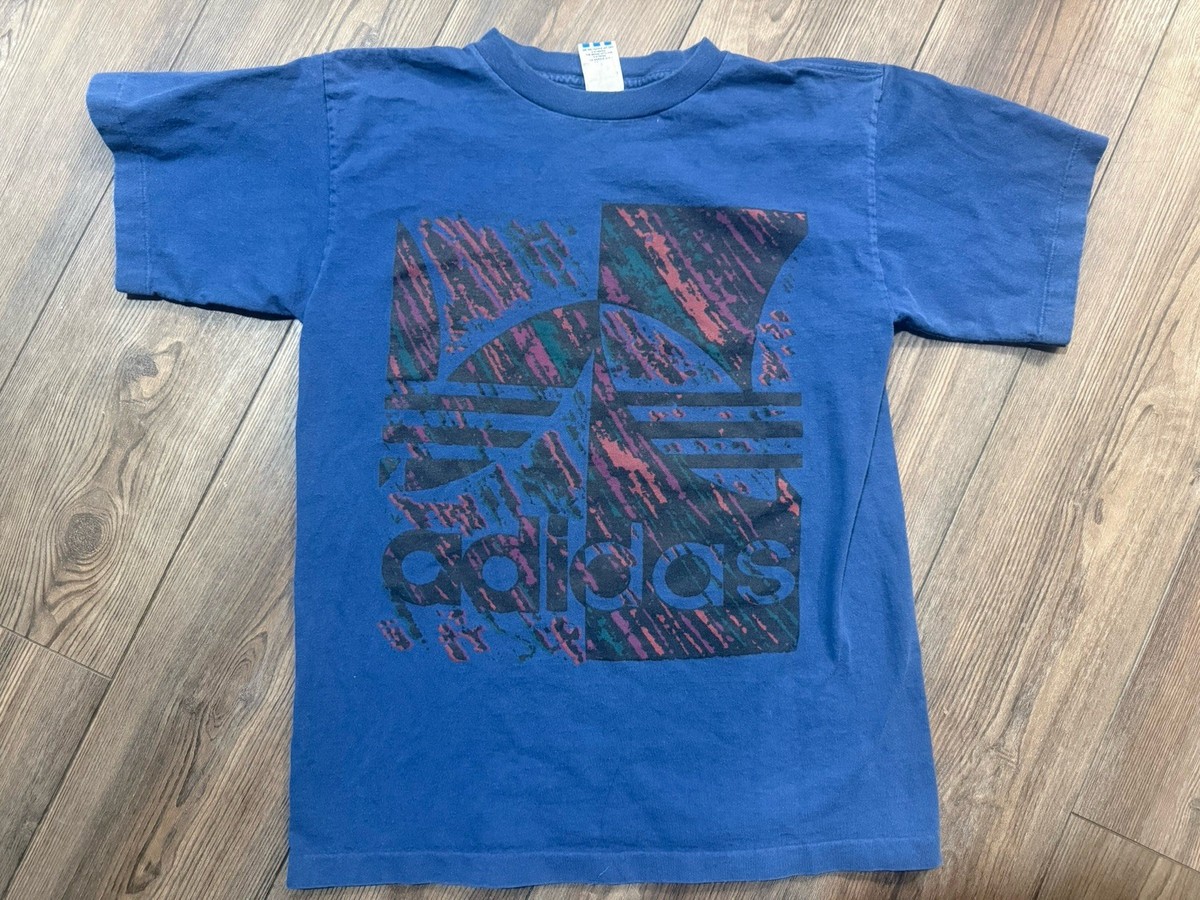  80s 90s USA トレフォイルロゴ Tシャツ ブルー M Vintage Adidas Trefoil T Shirt 80s Graphic Blue Small Made In USA