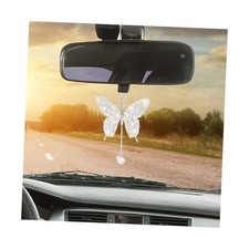 Bling Butterfly Car Accessories, Crystal Rhinestone Vehicle Rear View AB Color