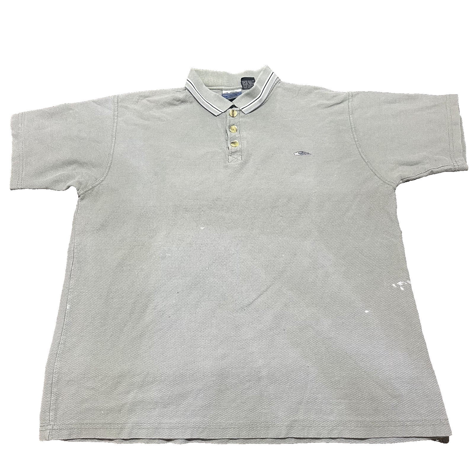 VTG Quiksilver Polo Shirt Mens XL Distressed Made USA Collar Surf Skate 90s Gray