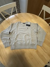 Image of Polo Ralph Lauren Women’s Small Melange Grey Crew Neck Sweatshirt BNWT rrp £115