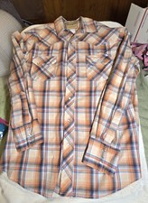 Wrangler Western Shirt Mens Medium Orange Tan...