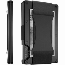 NEW Slim Wallet with RFID Blocking Card Slots, Cash Strap Card Holder, Black