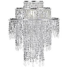 Waneway Large 3 Tiers Silver Sparkling Beads Pendant Shade, Ceiling Chandelie...