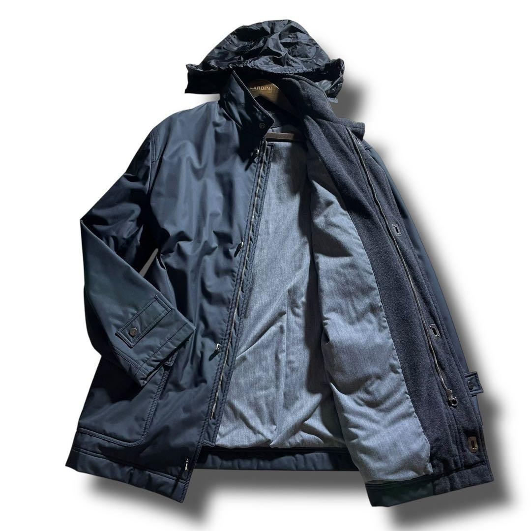 Salvatore Ferragamo Gancini Hoodie Coat Nylon Dark Navy XL Used