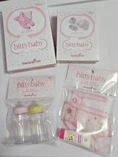 Am Girl Bitty Baby Overalls Set  Beanie Booties Diaper and Bottle Set Fun Great