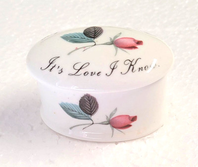 Vintage Royal Adderly Porcelain Trinket Box My Heart's Aglow It's Love I Know