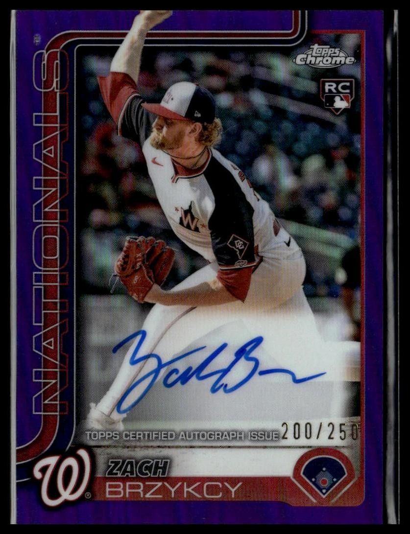 2025 Topps Chrome #RA-ZB Zach Brzykcy Rookie Autographs Purple Refractors /250