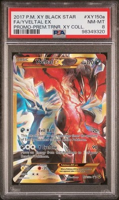 2017 POKEMON XY BLACK STAR PROMO #XY150A FULL ART/YVELTAL EX PSA 8