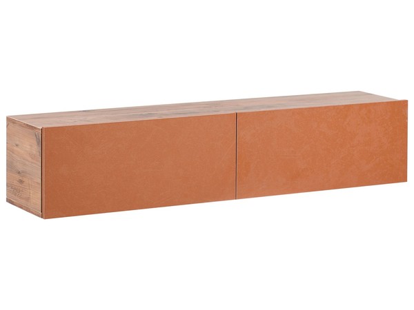 Tv-MöBel Schmal WandhäNgend Holzoptik Rot 140 Cm Mit 2 TüRen Modern Gladstone-image