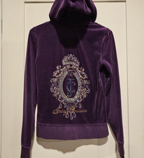 Juicy Couture Tracksuit Womens M top XS pants Purple Velour Rhinestone Set NOTE