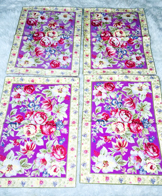 Vtg April Cornell Set 4 Cottage Rose Floral Placemats French Country Home Decor