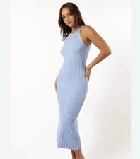 Petal and Pup Brighton Maxi Dress Sz S Blue Sweater Tank Bodycon Cocktail Comfy