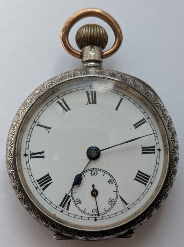 Antique Ladies Swiss Pocket Watch 0s 15j Sterling Silver .925 Case w/Maker Marks