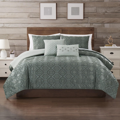 Modern Threads 5-Piece Jacquard Comforter Set Samson King In Ivy Green Elegant