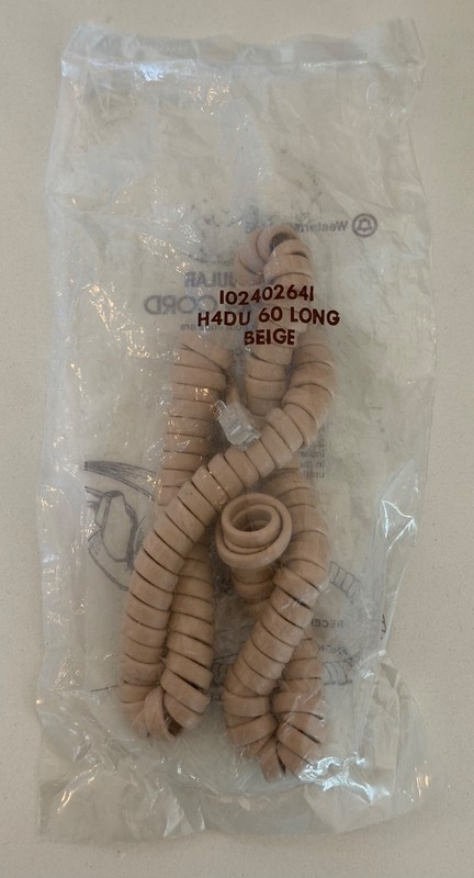 NOS (Bell Telephone) Beige Handset Cord 12' Feet long Fully Modular H4DU