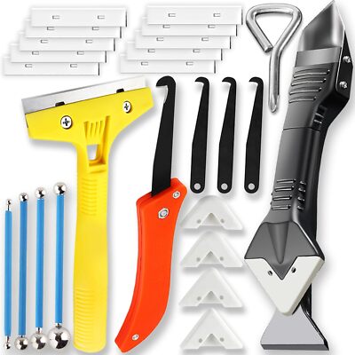 Grout Removal Tool Caulking Tools 24in1 Kit With Silicone Glass Glue Angle Scrap