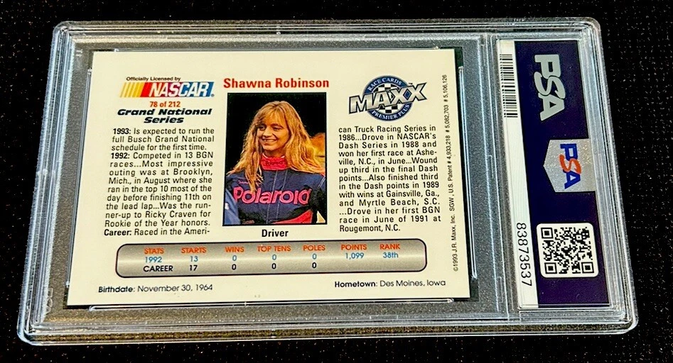 SHAWNA ROBINSON ROOKIE RARE 1993 Maxx Premier Plus PSA 8 - Image 2 of 2