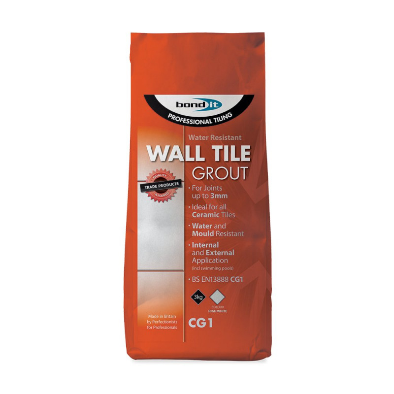 Bond It Cement Based Water & Mould Resistant CG1 Rated Wall Tile Grout White 3Kg