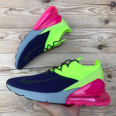 New* Nike Air Max 270 Flyknit Regency Purple/Grey/Volt Men display picture 1