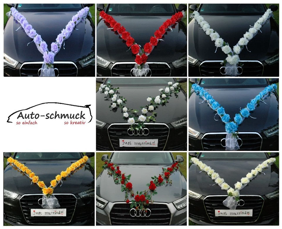 ROSEN GIRLANDE Autoschmuck Braut Paar Rose Deko Dekoration hochzeit autoschmuck