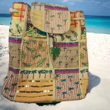 Ounsby Backpack Bag Sun N Sand Beach Tropical Palm Trees Plastic Lined