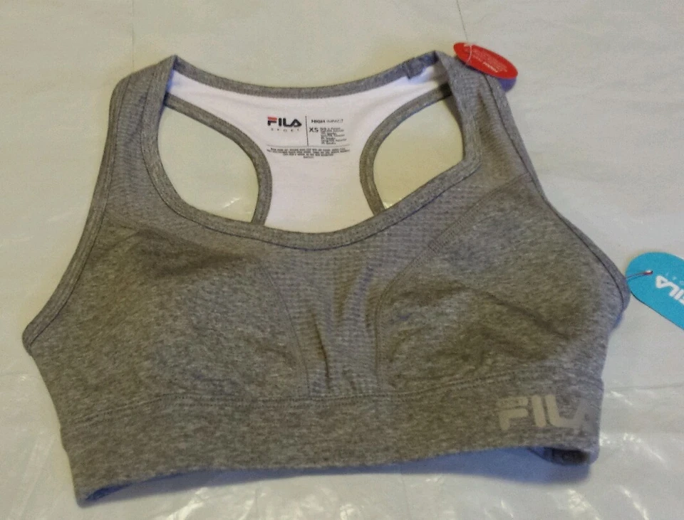 NUEVO FILA SPORT® Sujetador: Core Essential Sujetador Deportivo Alto Impacto Gris Talla XS Foto 2 de 4