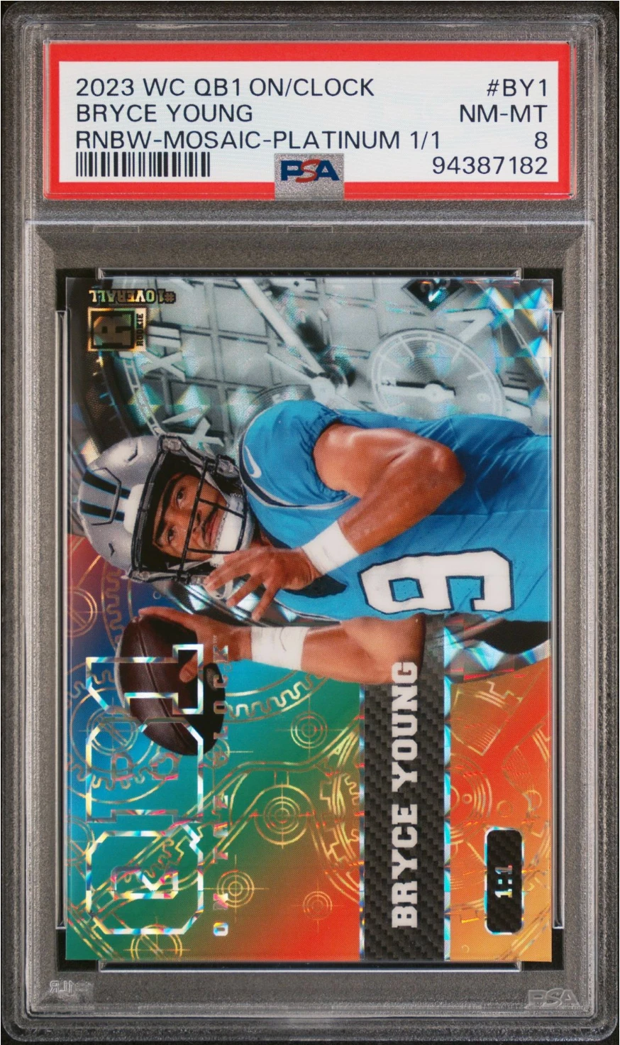 Bryce Young Wild Card QB1 on the Clock #BY1 Rainbow-Mosaic-Platinum 1/1