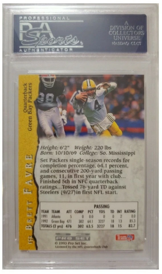 1993 Pro Set Brett Favre card #152 graded PSA 10 card - Image 2 of 2
