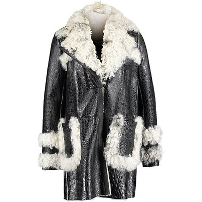 JUST CAVALLI SCHWARZER LEDERMANTEL - RAFFINIERT UND STILVOLL - Größe 12 - UVP 2435,00 £