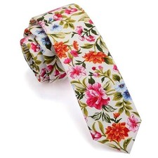 Fashion 2.4"  6cm  Floral Skinny Tie for Men Slim Beige/Orange/Olive/Pink