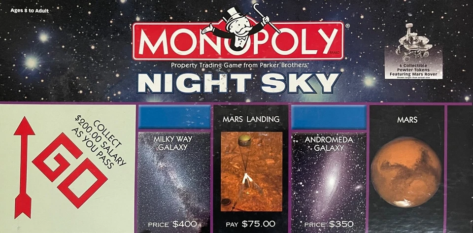Juego completo de cartas de propiedad Monopoly Night Sky Edition Foto 2 de 3