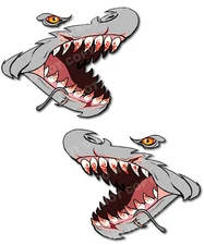 2pcs 11" Shark Mouth Teeth Graphic Stickers Decal For Kayak Car Side Door Fender