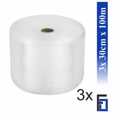 3x Rolle Luftpolsterfolie 30cm x 100m Noppenfolie Verpackungsmaterial NEU