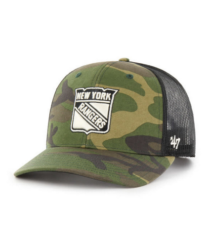 New York Rangers '47 Brand Camo Trucker Adjustable Hat