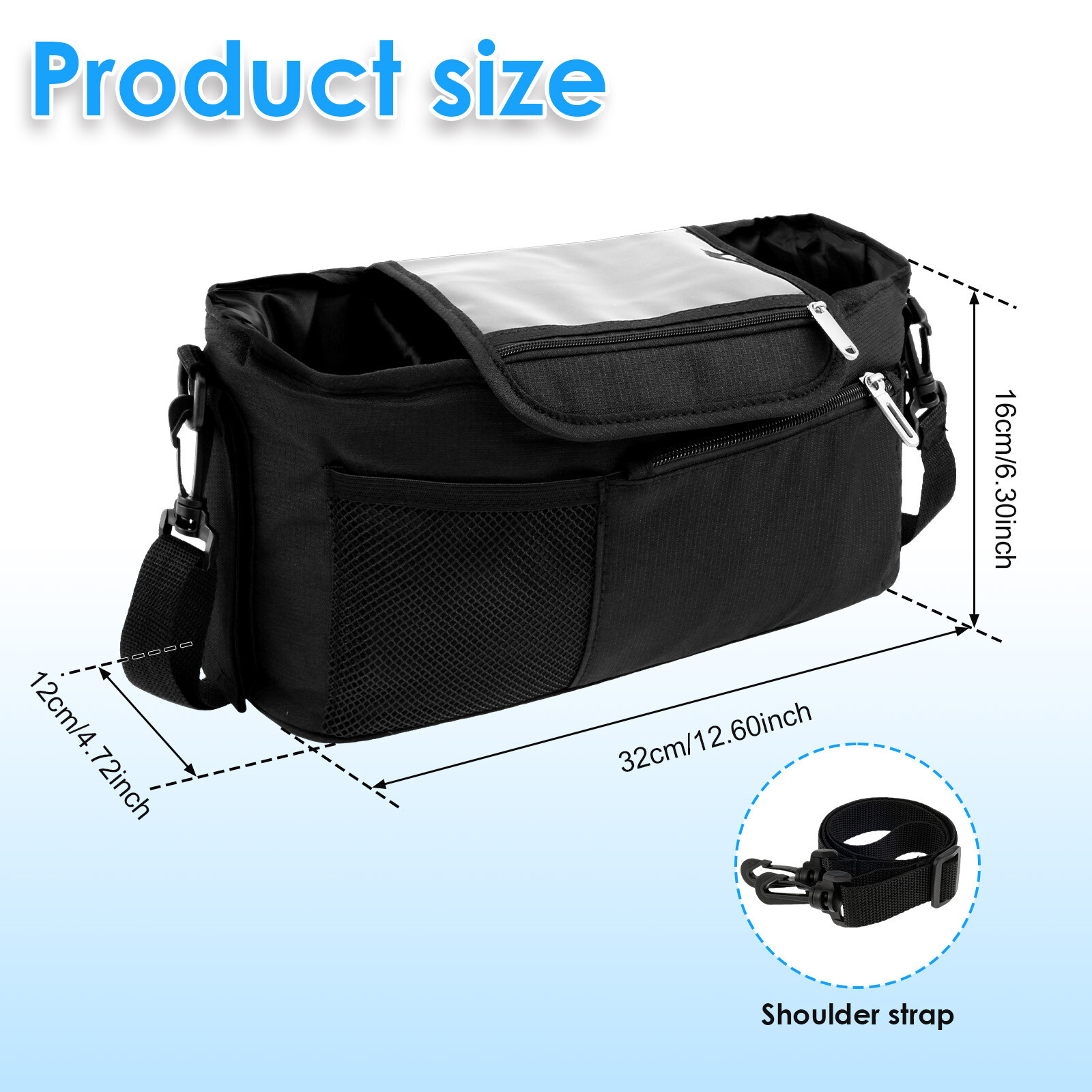 Stroller Organizer with Cup Holder Large Capacity Stroller Cup Holder Bag RWK