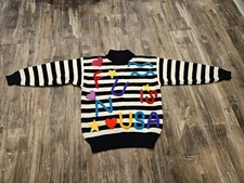 VINTAGE Women's Gitano 3D Sweater Fun Is USA Size Medium Black White Stripe