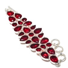 Red Garnet Gemstone Handmade 925 Sterling Silver Designer Jewelry Bracelet