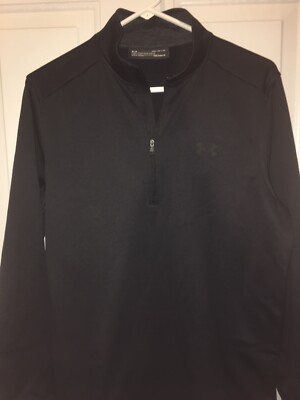 New Mens Under Armour 1/2 Zip Up Fleece Jacket Black Medium Soft Warm Stretchy