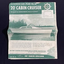 20' Cabin Cruiser Boat Building Plans Fir Plywood Fleet Vintage DIY