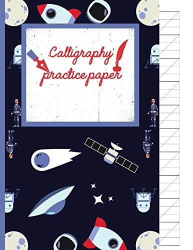 Calligraphy Practice paper: Gifts for space lovers; cute & elegant Black Russ-,