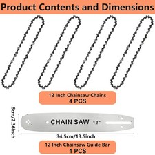 4PCS 12 Inch Chainsaw Saw Chain Blade Pitch 3/8 LP 0.05 Gauge 45DL Drive Links