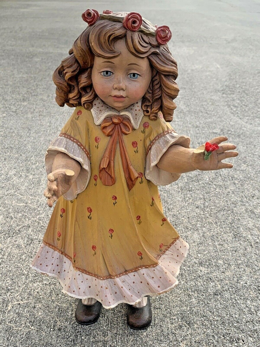 DOLFI SANTINI Carved Wood ROSE CROWN #19of 500 Italy Doll Statue