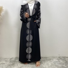 Dubai Muslim Women Abaya Maxi Dress Open Kimono Cardigan Kaftan Robe Arab Casual